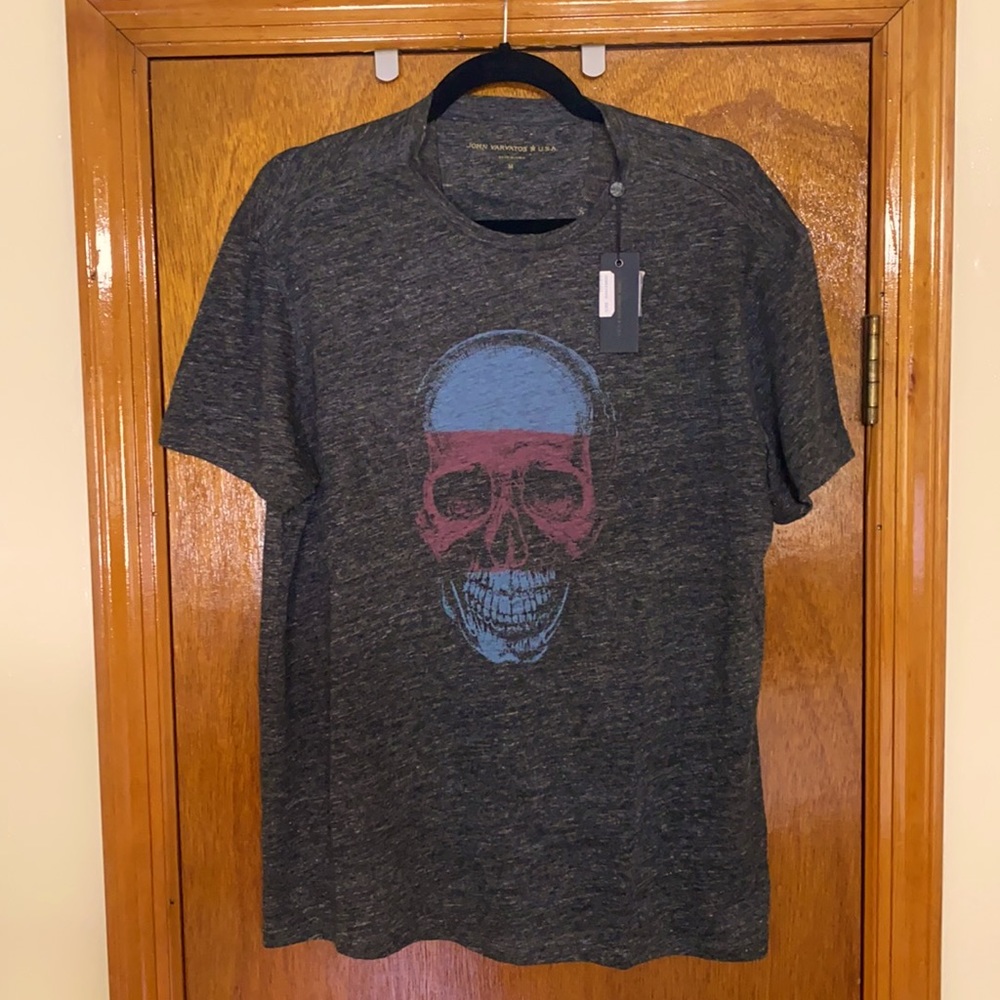 John Varvatos Stripe Skull T-Shirt  Size Medium